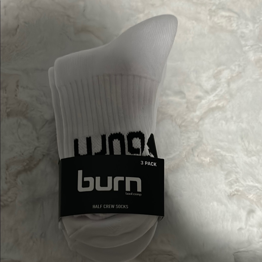 Burn White Half Crew Socks 3-Pack